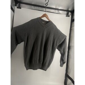 Tommy Bahama Island Relax V-Neck Sweater Dark Gray Ribbed Knit Cotton Size XL